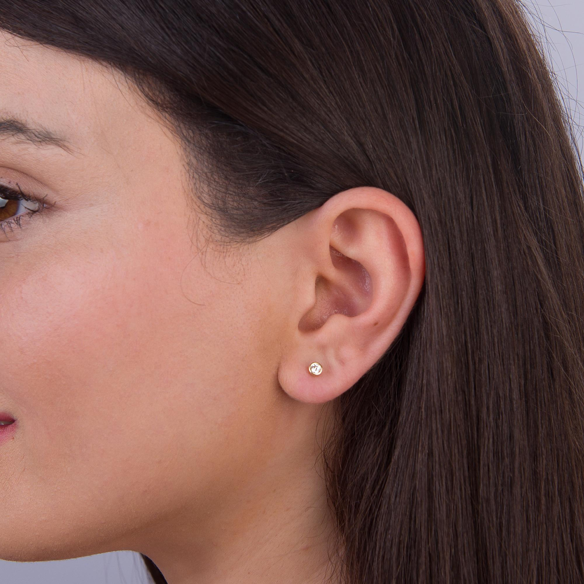 14 Ayar Tektaş Altın Küpe