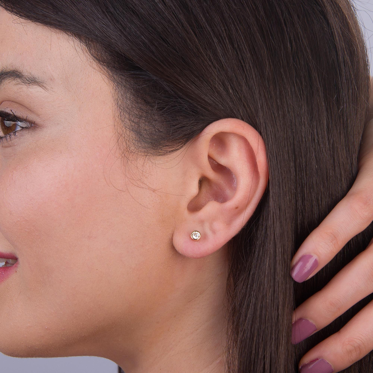 14 Ayar Tektaş Altın Küpe