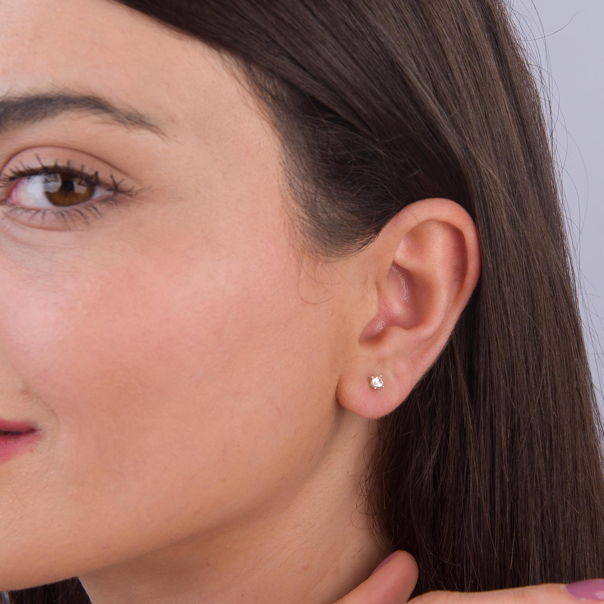 14 Ayar Tektaş Altın Küpe