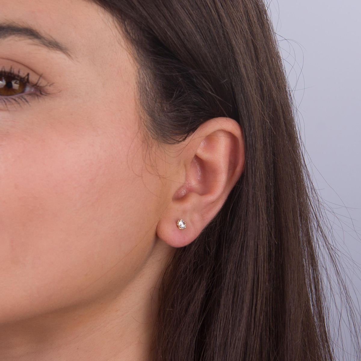 14 Ayar Tektaş Altın Küpe