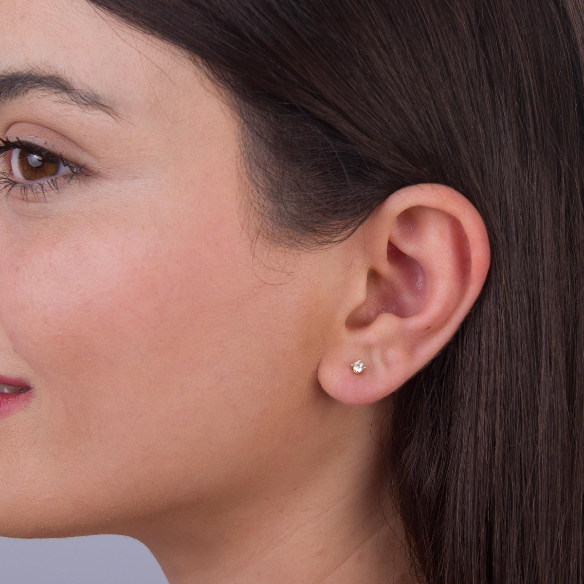 14 Ayar Tektaş Altın Küpe