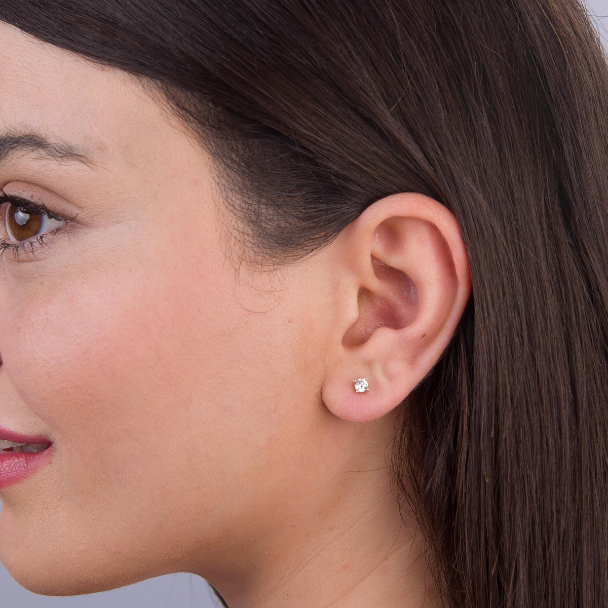 14 Ayar Tektaş Altın Küpe