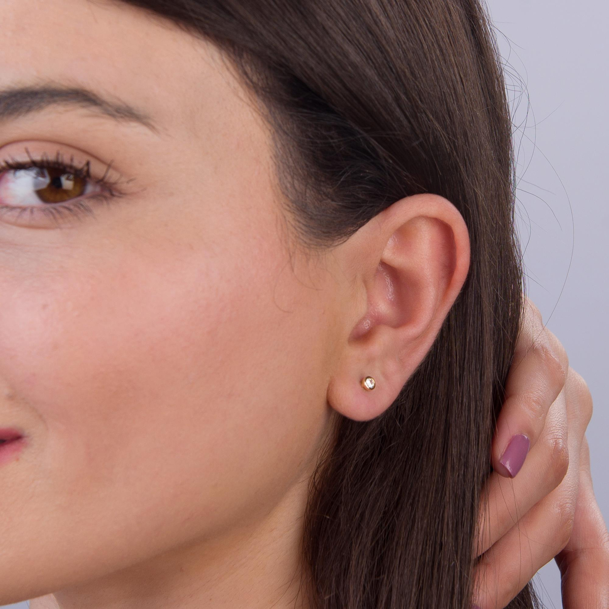 14 Ayar Tektaş Altın Küpe