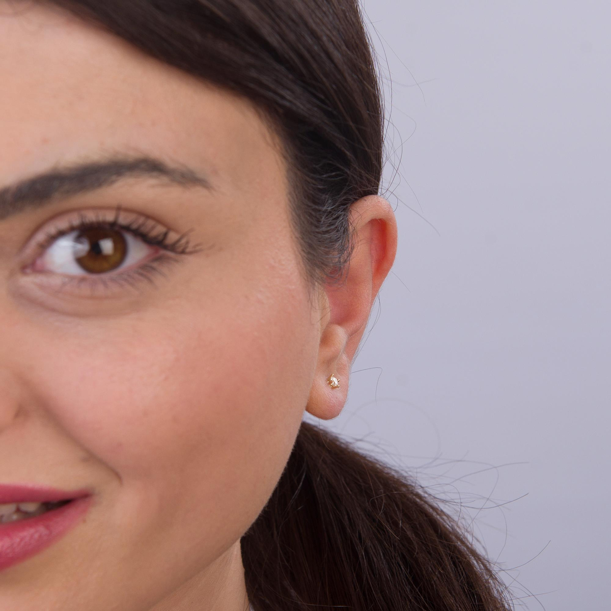 14 Ayar Tektaş Altın Küpe