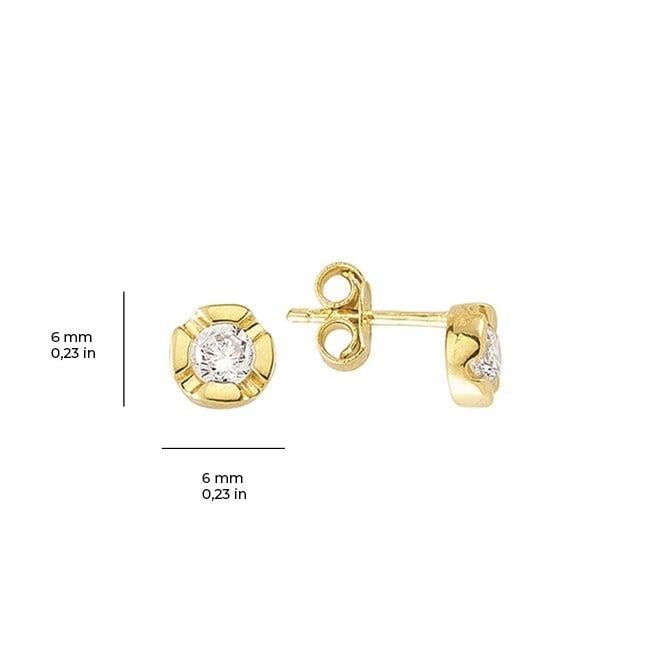 14 Ayar Tektaş Altın Küpe