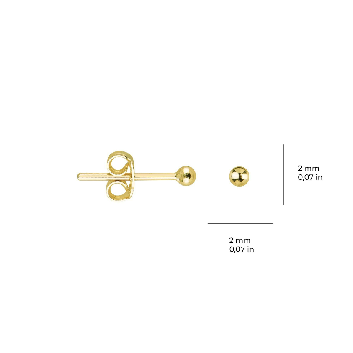 14 Ayar 2 mm Altın Top Küpe
