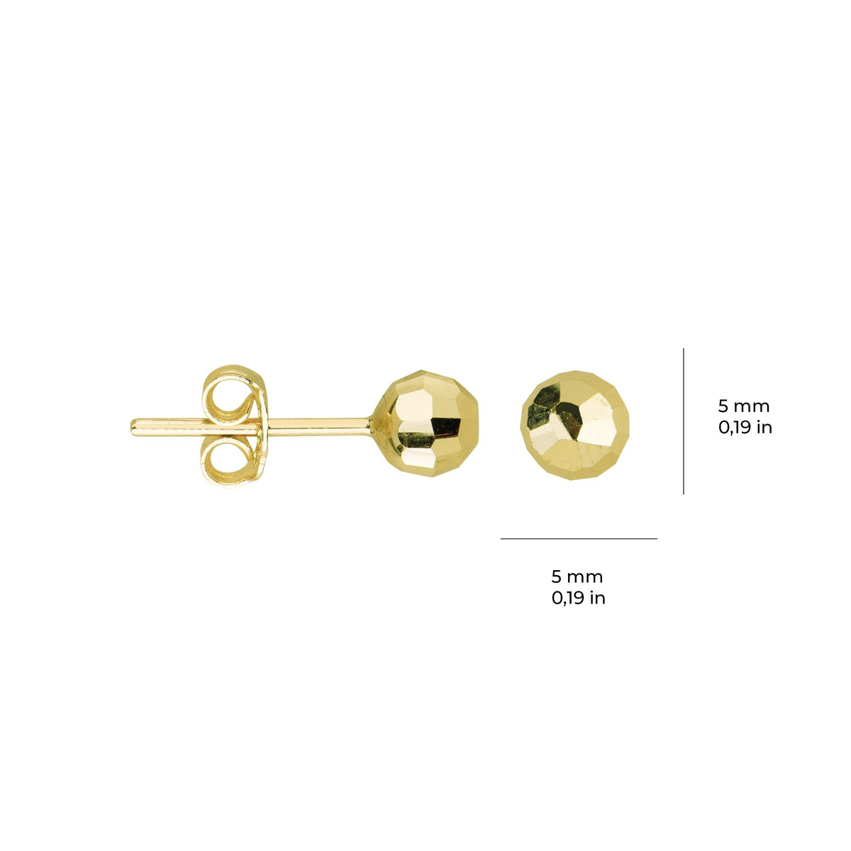 14 Ayar 5 mm Kalemli Altın Top Küpe