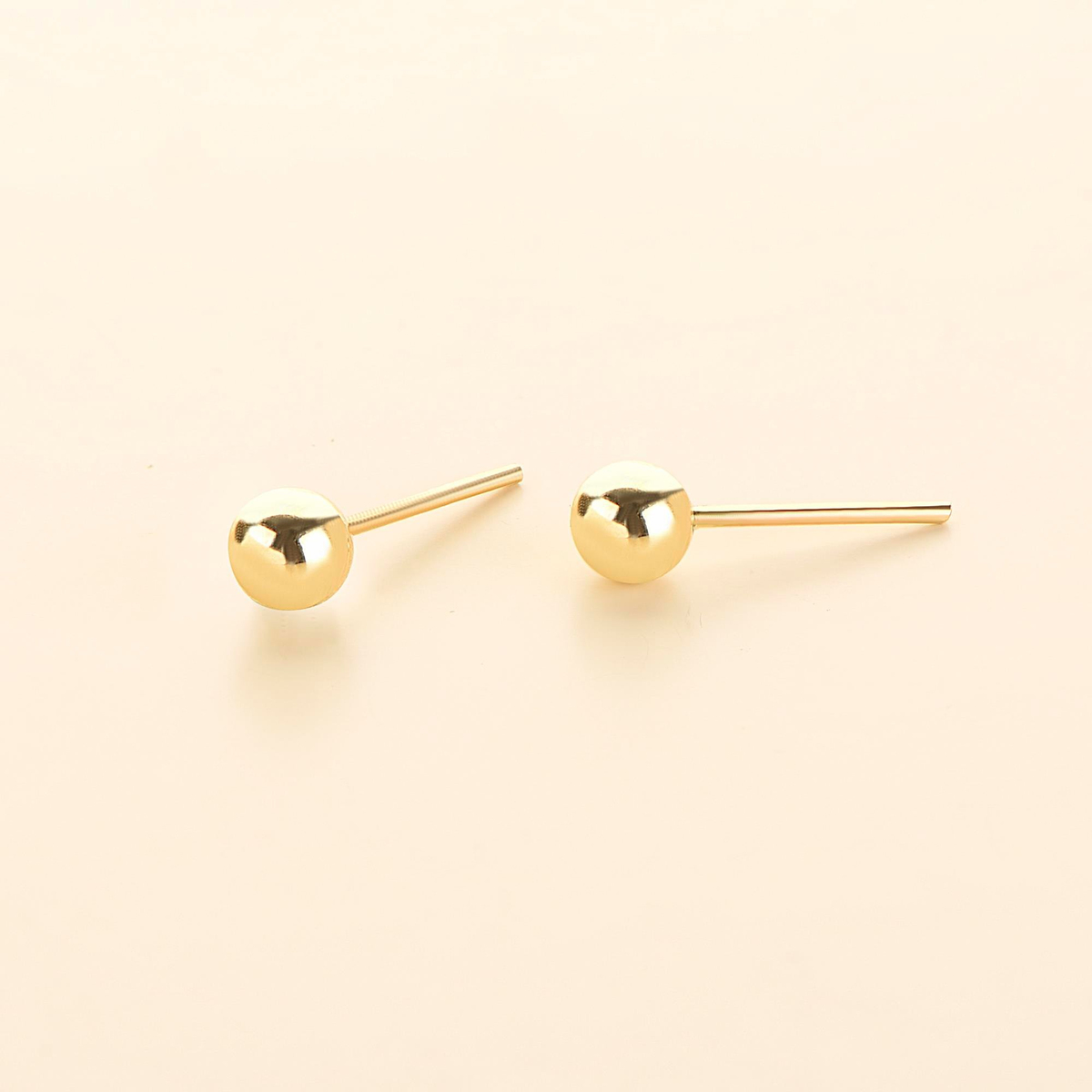 14 Ayar 5 mm Parlak Altın Top Küpe