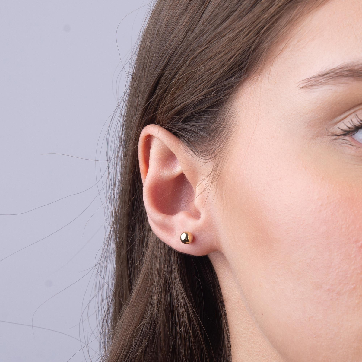 14 Ayar 5 mm Parlak Altın Top Küpe