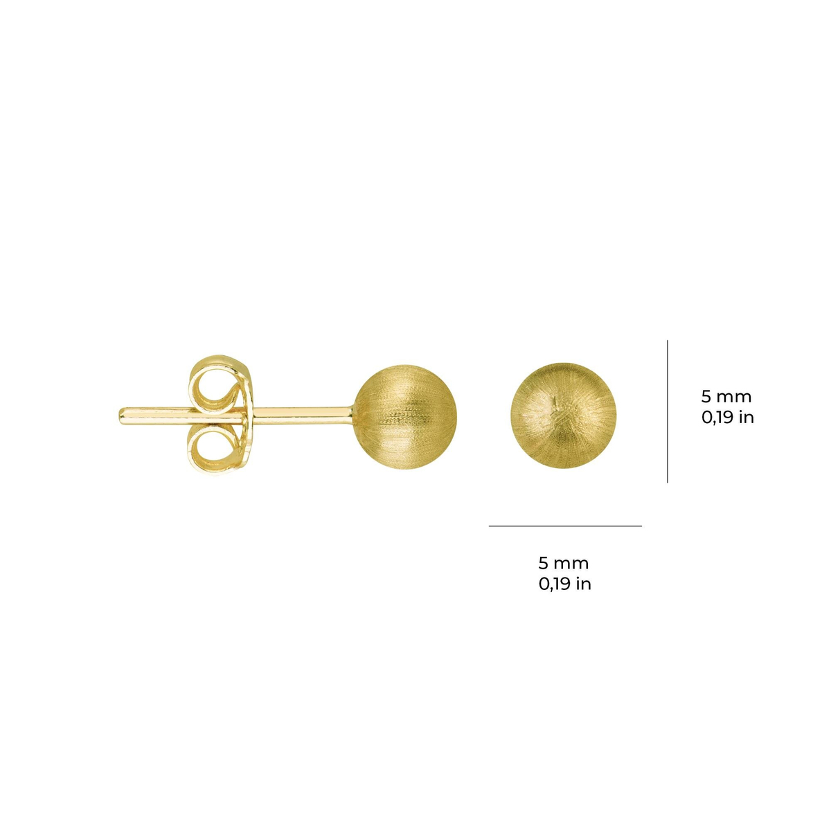 14 Ayar 5 mm Simli Altın Top Küpe