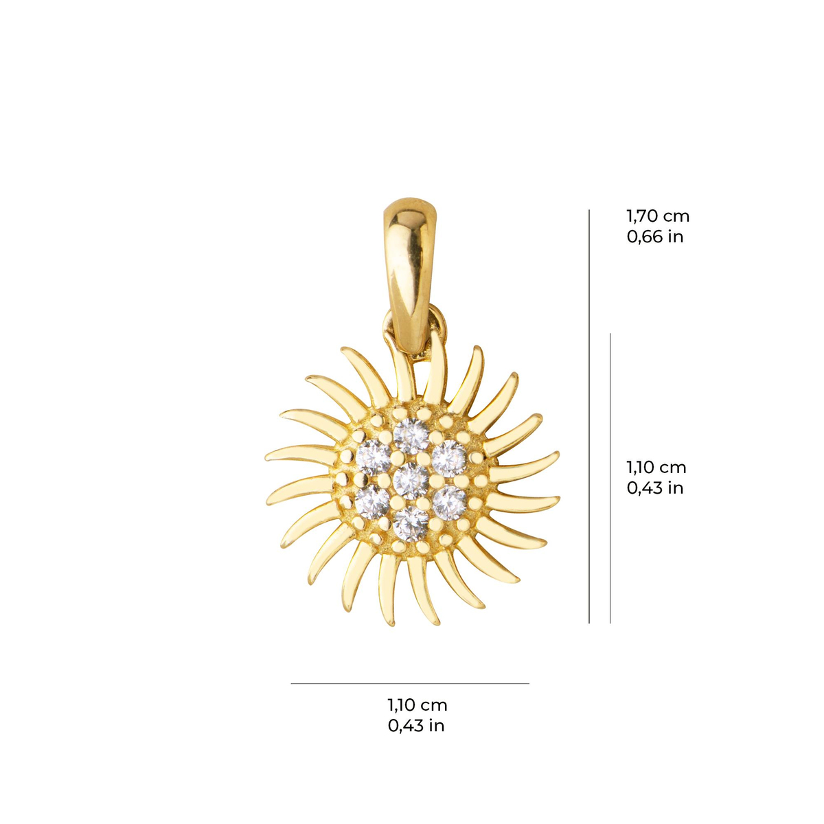 14 Ayar Altın Güneş Kolye Ucu