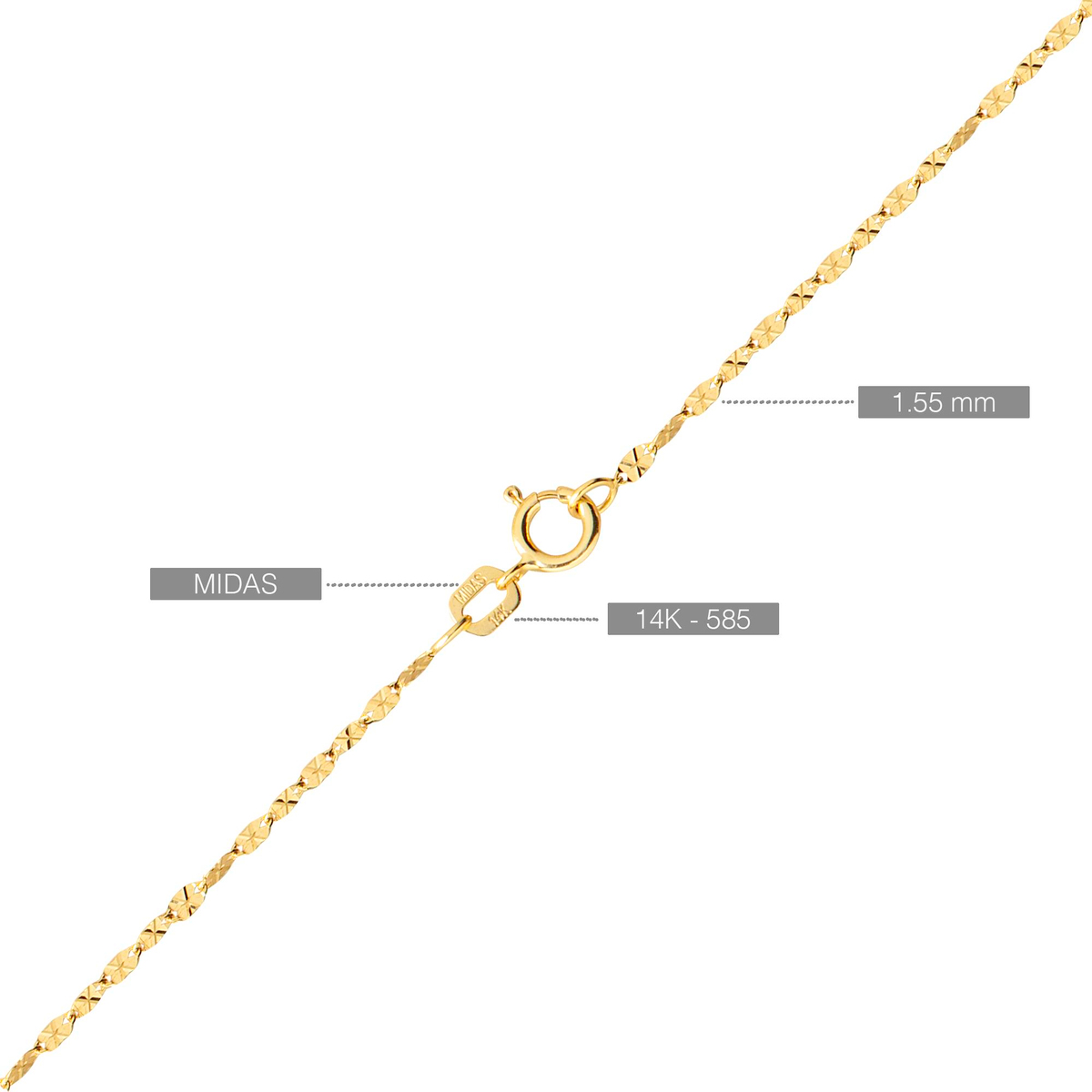 14 Ayar 45 cm Desenli Fantezi Altın Zincir Kolye