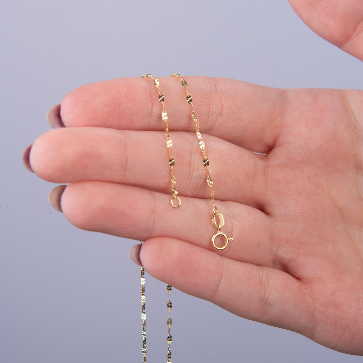 14 Ayar 45 cm Desenli Fantezi Altın Zincir Kolye