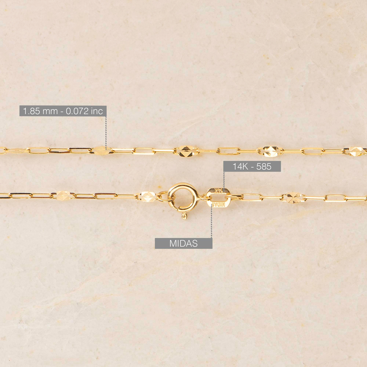 14 Ayar 45 cm Fantezi Forse Altın Zincir Kolye