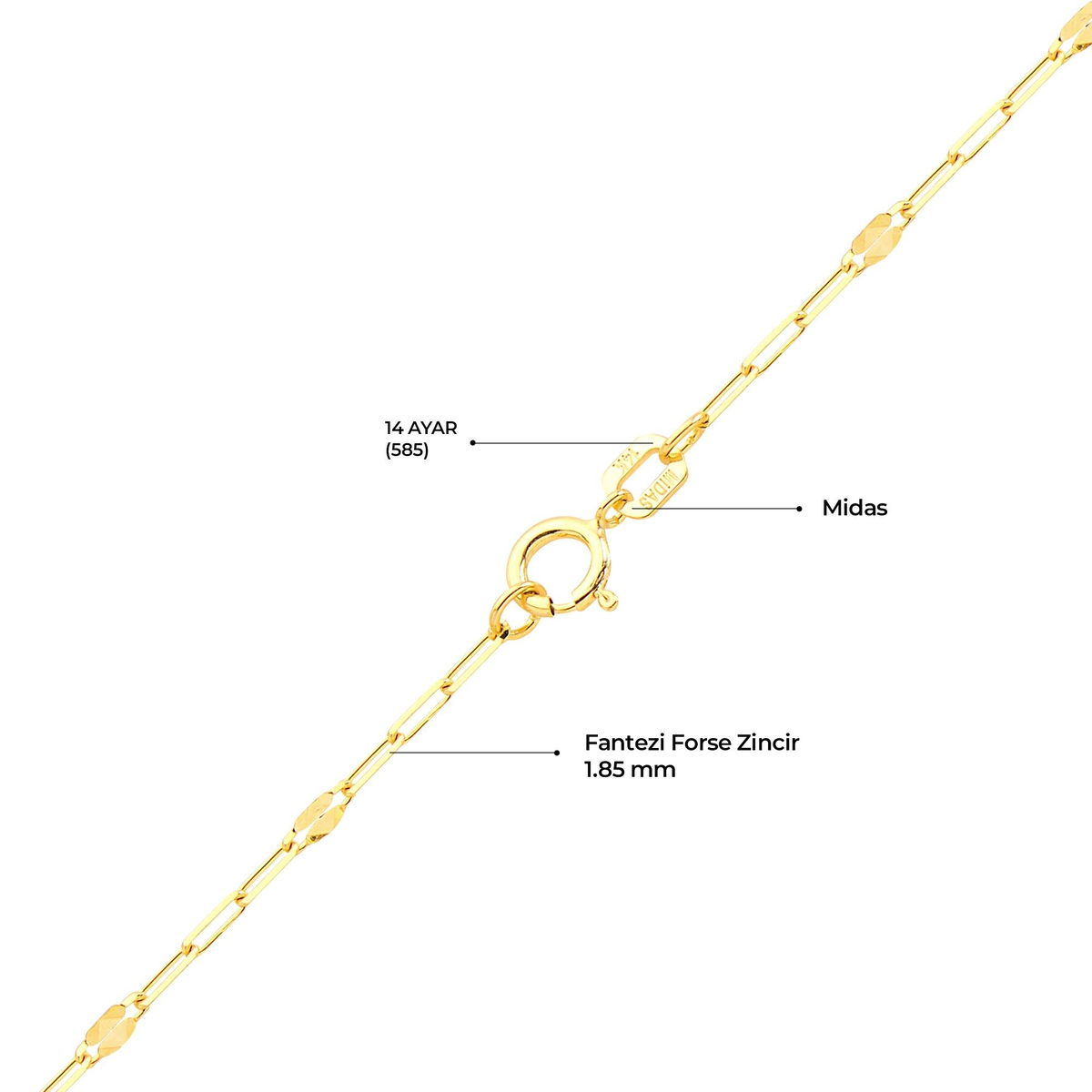 14 Ayar 45 cm Fantezi Forse Altın Zincir Kolye