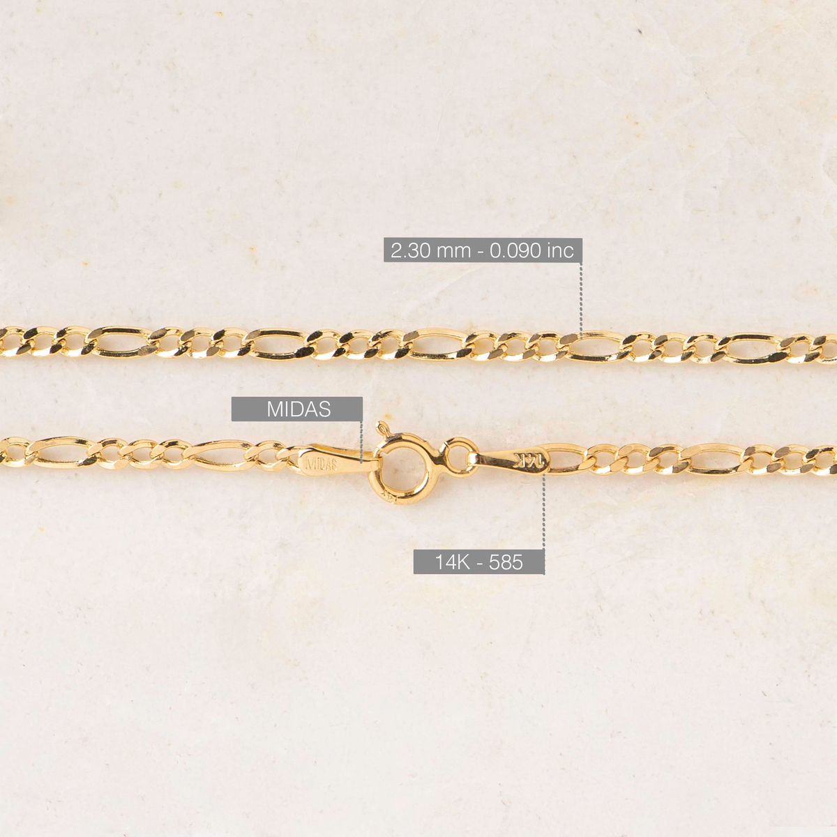 14 Ayar 45 cm Figaro Altın Zincir Kolye