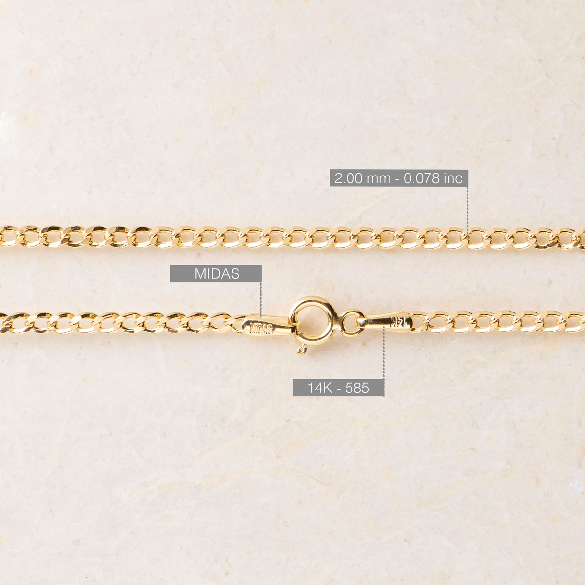 14 Ayar 45 cm Gurmet Altın Zincir Kolye