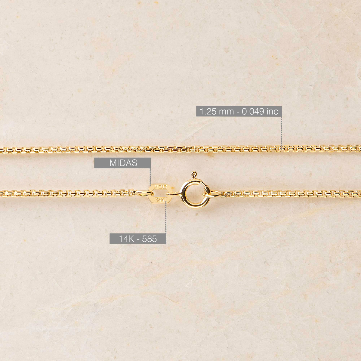 14 Ayar 45 cm Küp Altın Zincir Kolye