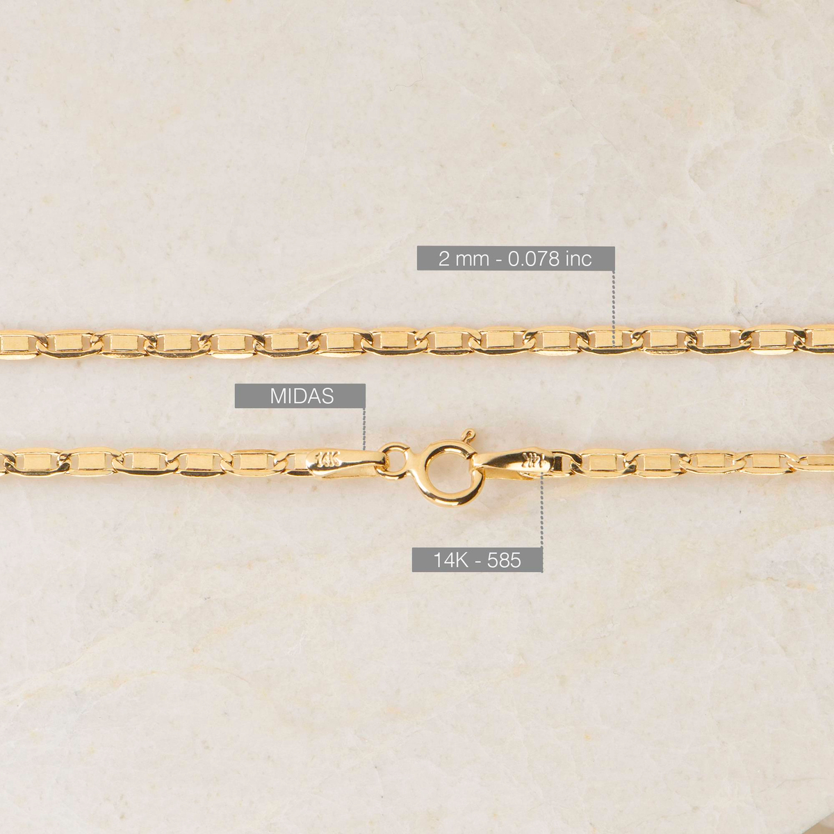 14 Ayar 45 cm Valentino Altın Zincir Kolye