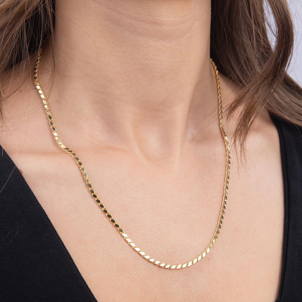 14 Ayar 50 cm Pullu Altın Zincir Kolye