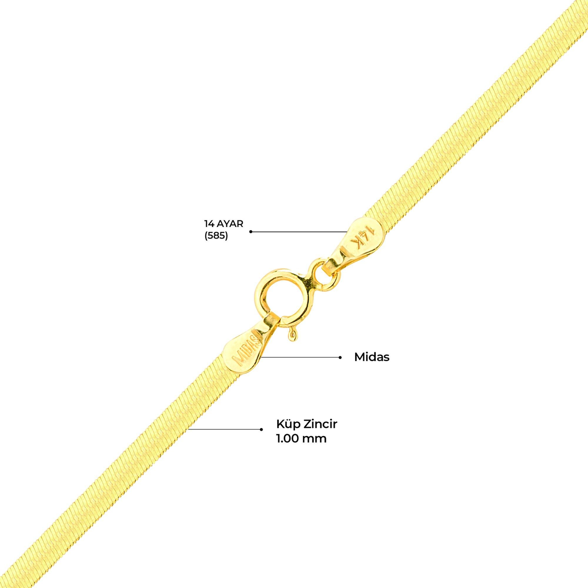 14 Ayar Altın Balık Sırtı Zincir