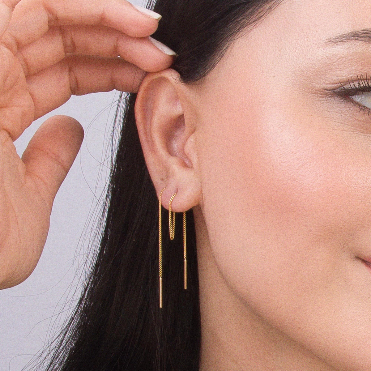 14 Ayar Altın Sallantı Zincir Tek Küpe