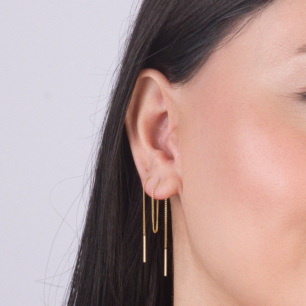 14 Ayar Altın Sallantı Zincir Tek Küpe