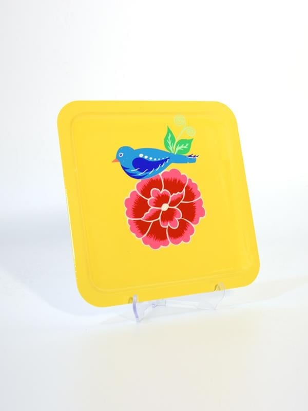 El Yapımı Tepsi 20 cm Kare Sarı