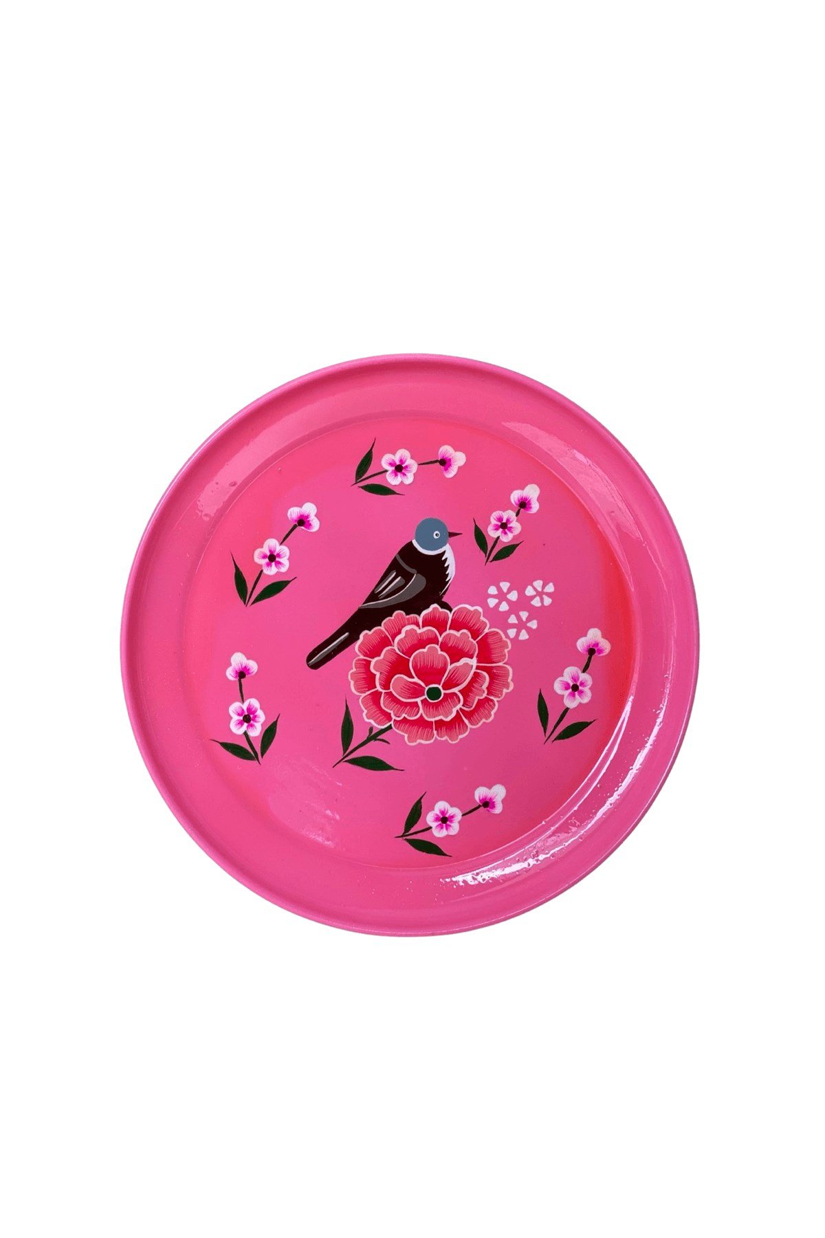 Emaye  Tepsi 26 cm  Pembe Kuş
