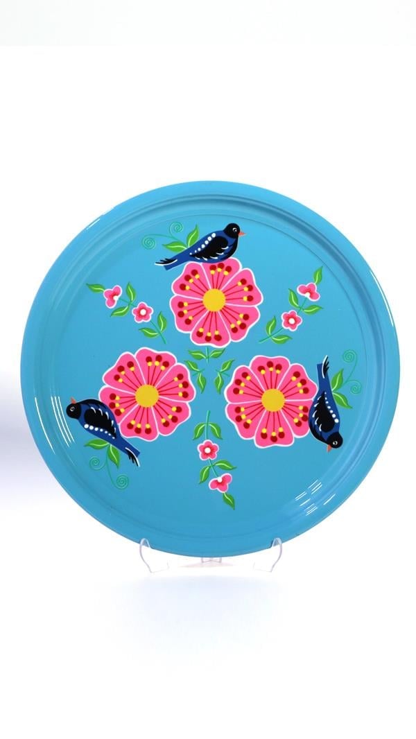 Emaye Tepsi 33 cm Mavi Kuş 2