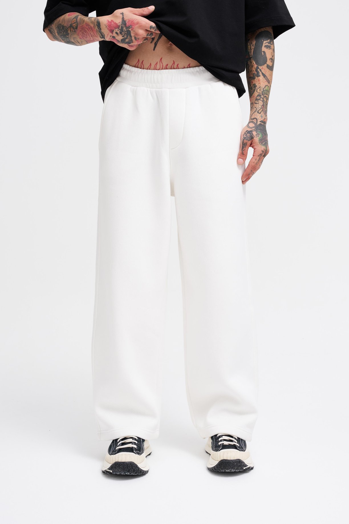 Erkek Baggy Oversize Ekru Eşofman Altı