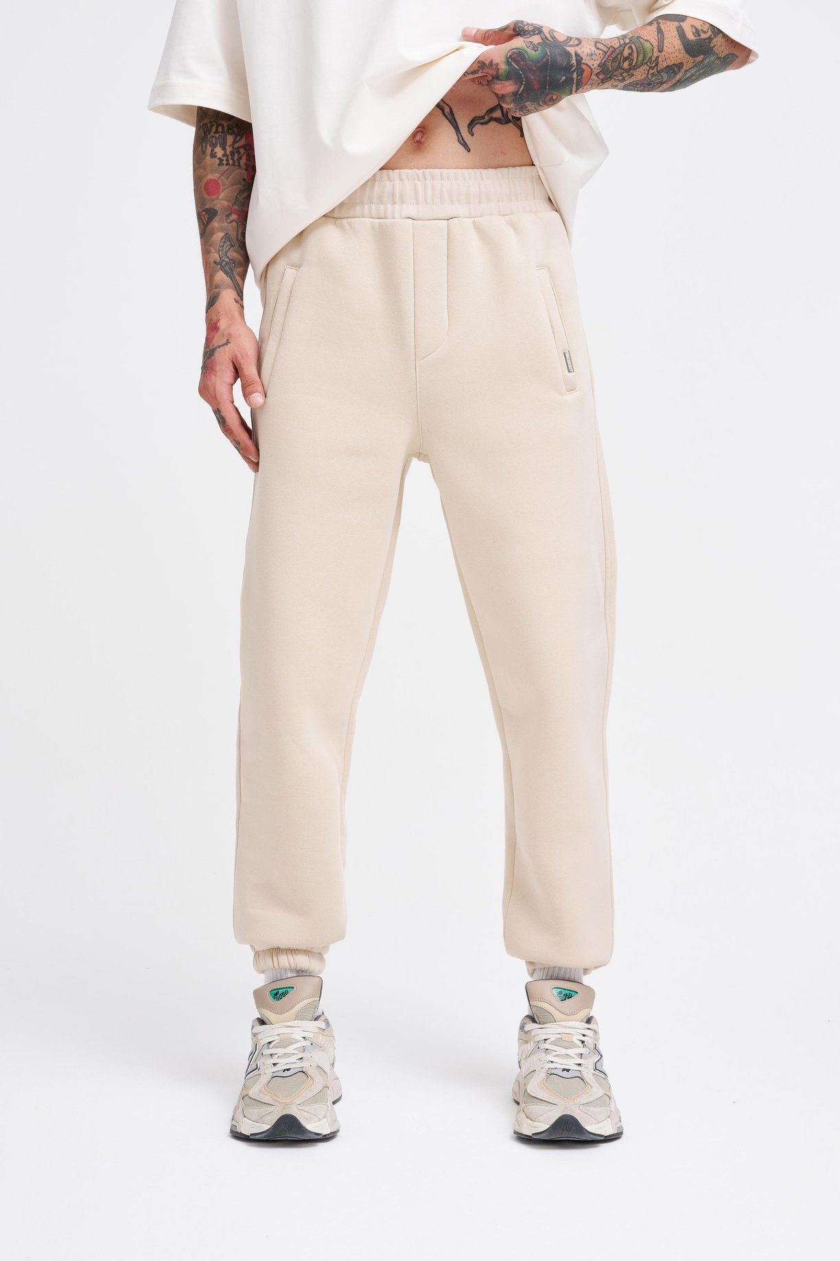 Erkek Basic Jogger Relaxed Açık Bej Eşofman Altı