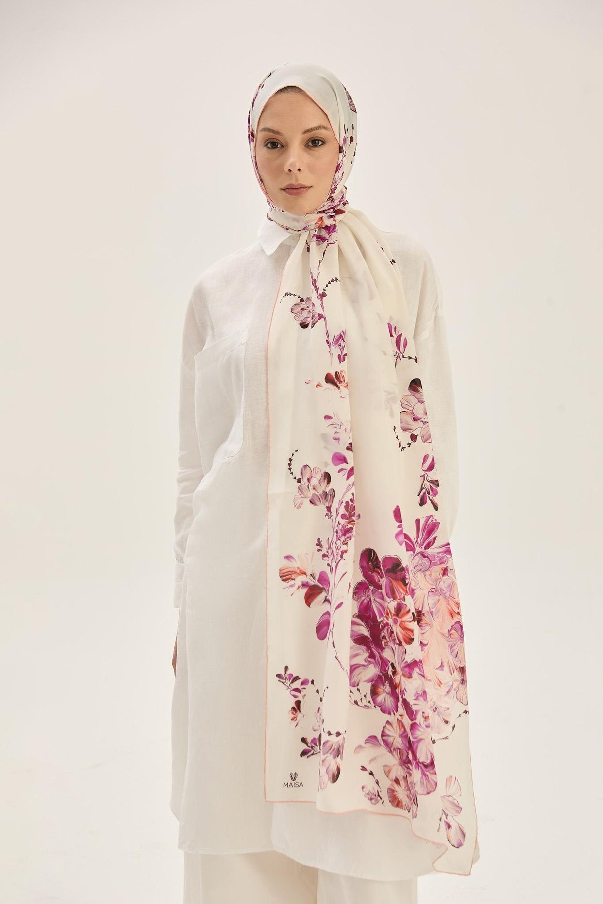 HELYA KREP İPEK ŞAL 70*190 CM - SOMON