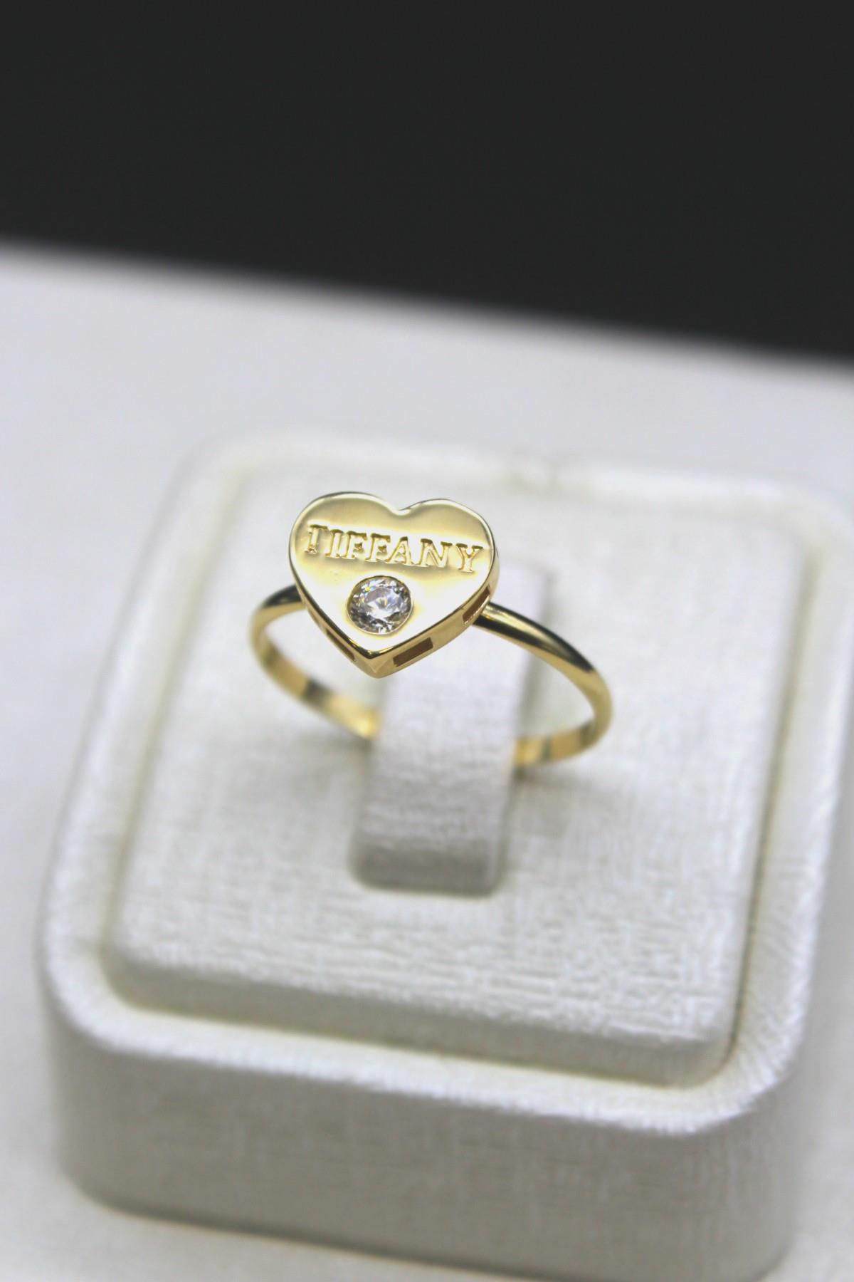 Zirkon Taşlı Tiffanyy Yüzük 14 Ayar