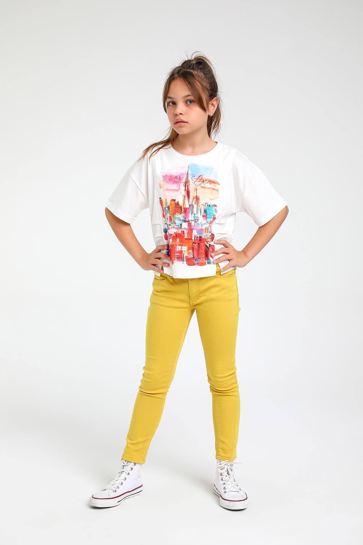 5-14 Yaş Kız Çocuk Slim Fit Örme Pantolon