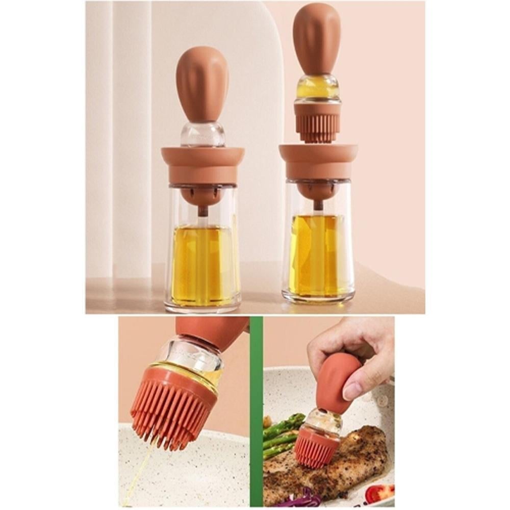 Cam Yağlık Silikon Hazneli Fırçalı Yağlık Yağ Fırçası 180 ml | Hometarz