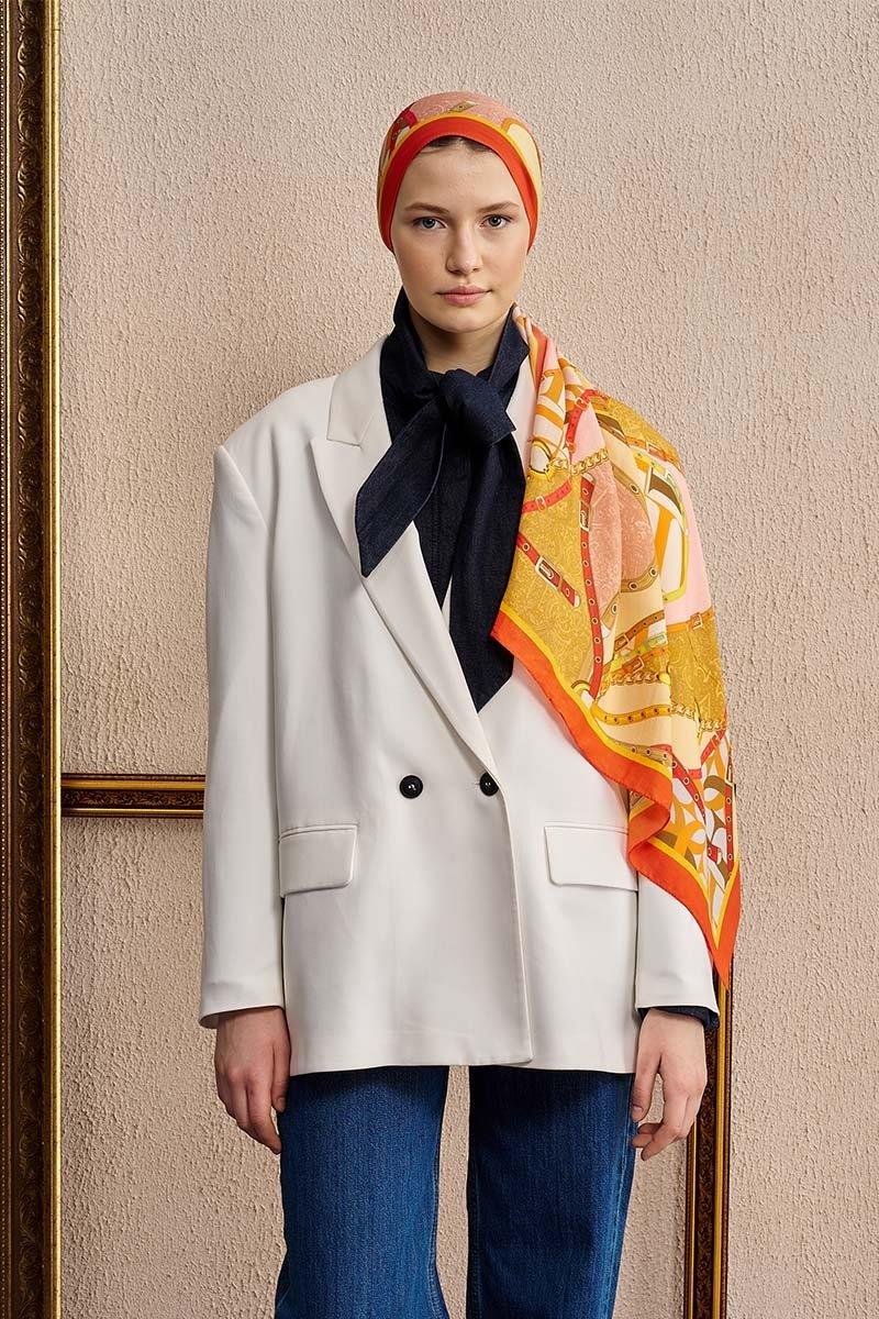 Ed Scarf Celebrity Pietra Şal Turuncu Rengi