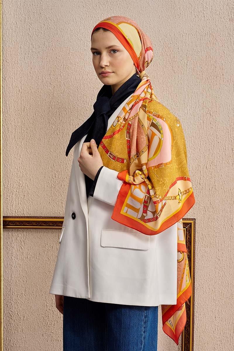 Ed Scarf Celebrity Pietra Şal Turuncu Rengi