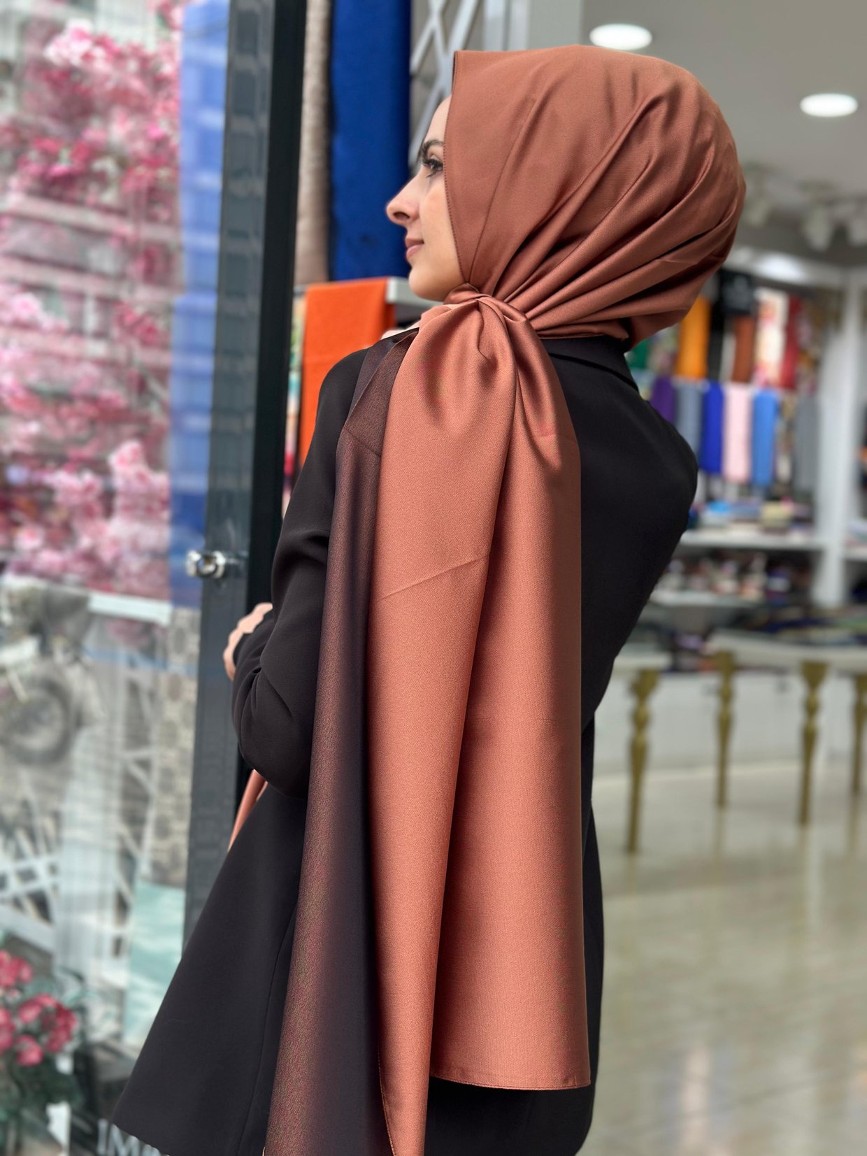 Siyane Tek Renk Şal Bakır Rengi