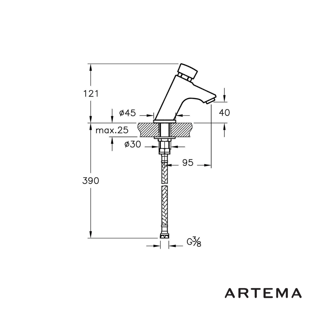 Artema Aquatouch Zaman Ayarlı Lavabo Bataryası A47059