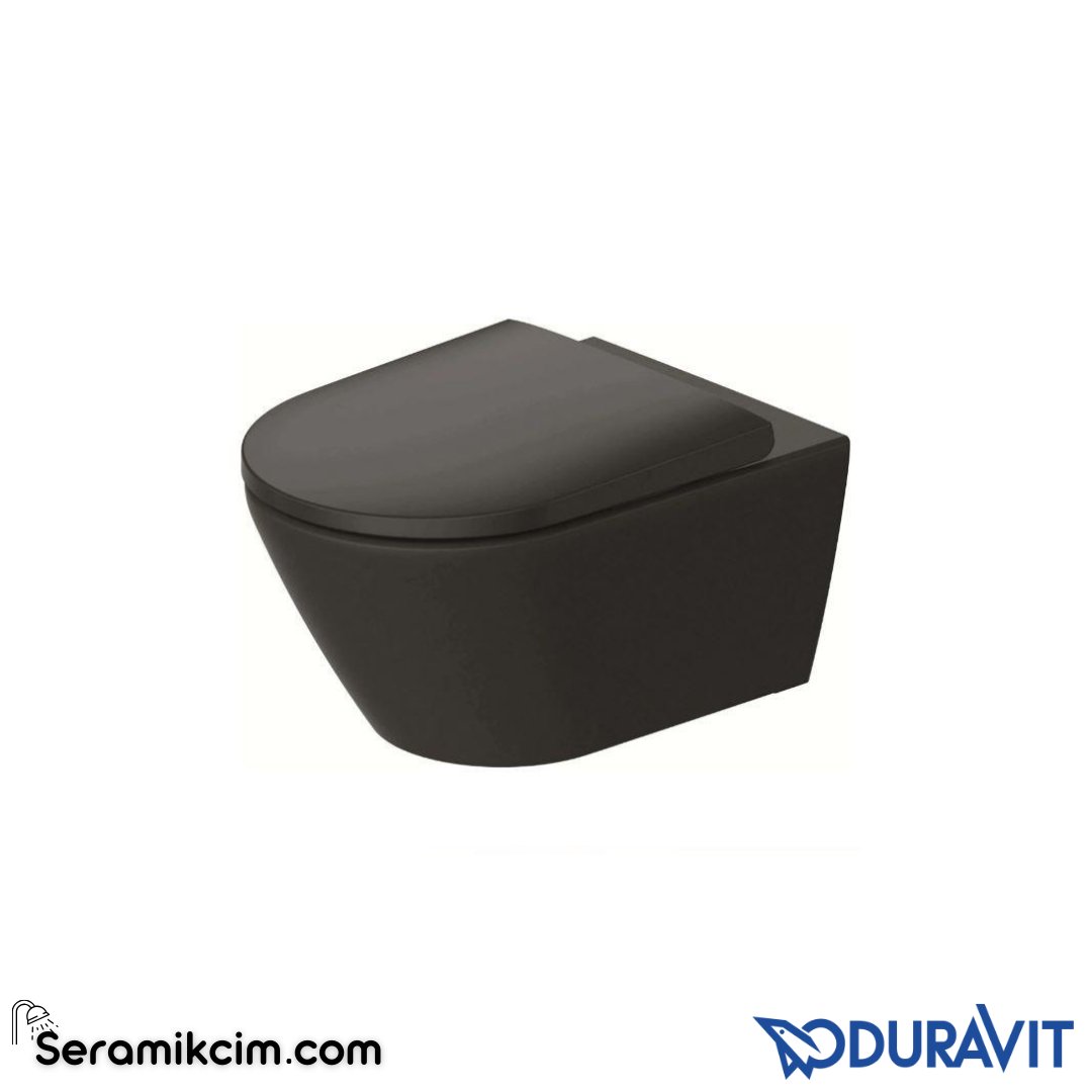 Duravit D-Neo Kanalsız Rimless Asma Klozet (Yavaş Kapanır Kapak Dahil) Antrasit-Mat Antrasit Dış Gövde 2577398975 - 2577398975