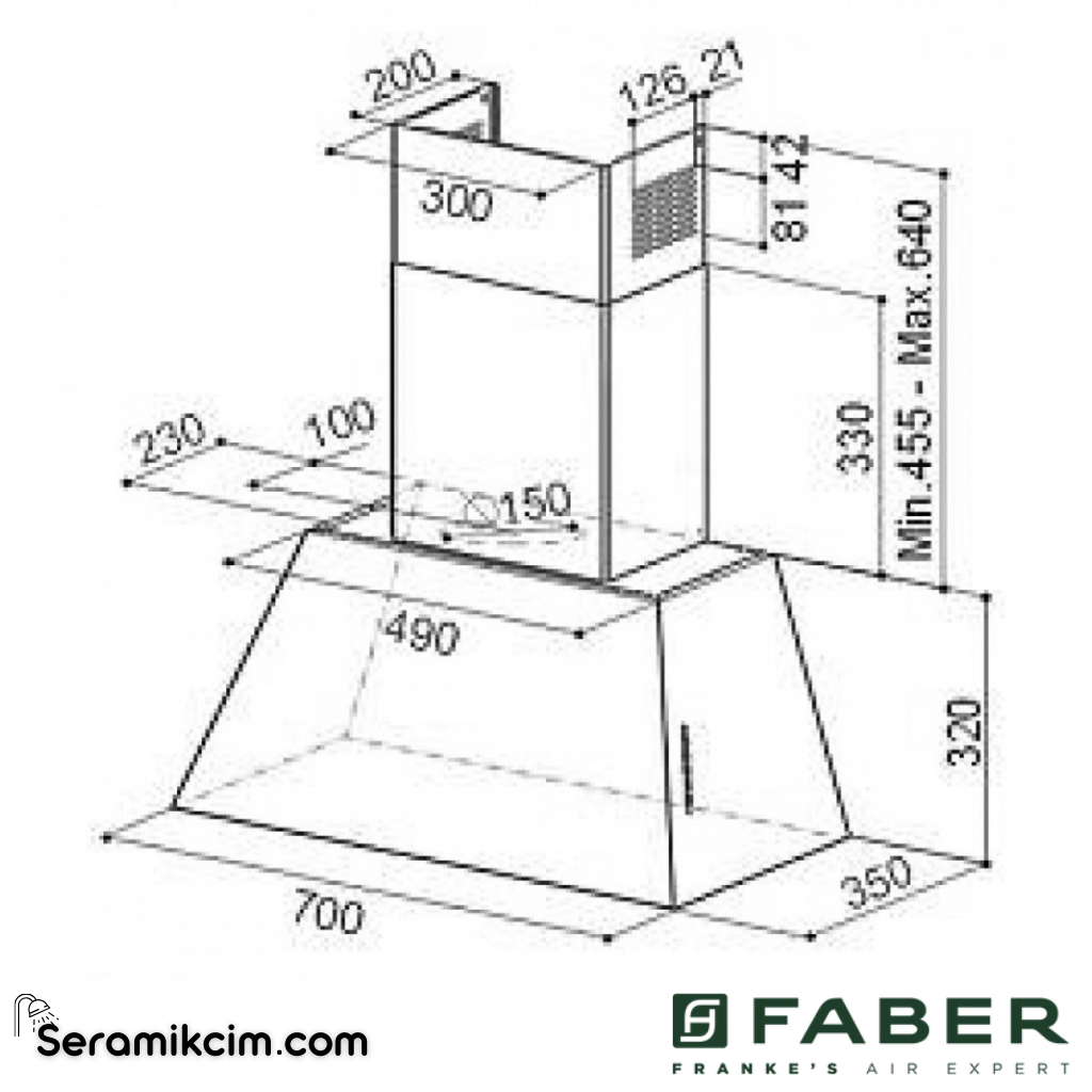 Faber Chloe EV8+OC A70 700x350mm Duvar Tipi Davlumbaz Eskitme Bakır - 110.0456.174
