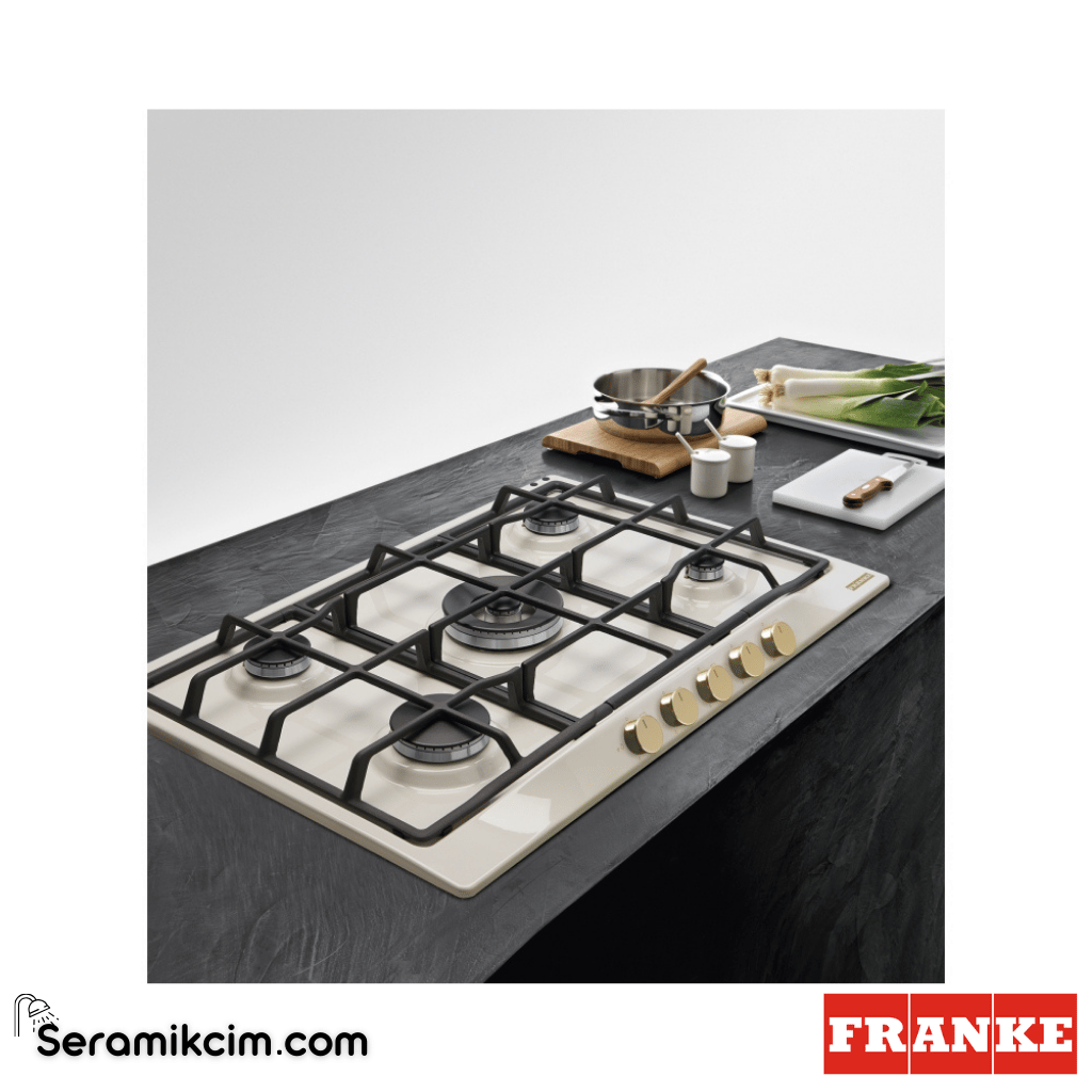 Franke Classicline FCH 755 4G TC PW C Tezgahüstü 4 Gözlü 750x510mm Altın Düğme Gazlı Ocak Krem - 106.0696.855