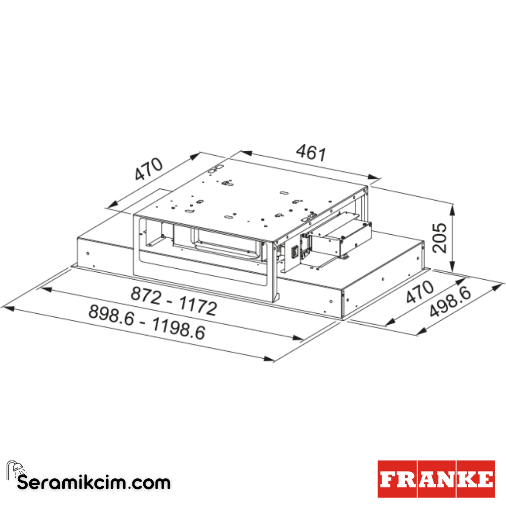 Franke Maris Ceeling FCMA 90 C XS A+ 898x498mm Ada Tipi Davlumbaz Inox 350.0679.877 - 350.0679.877