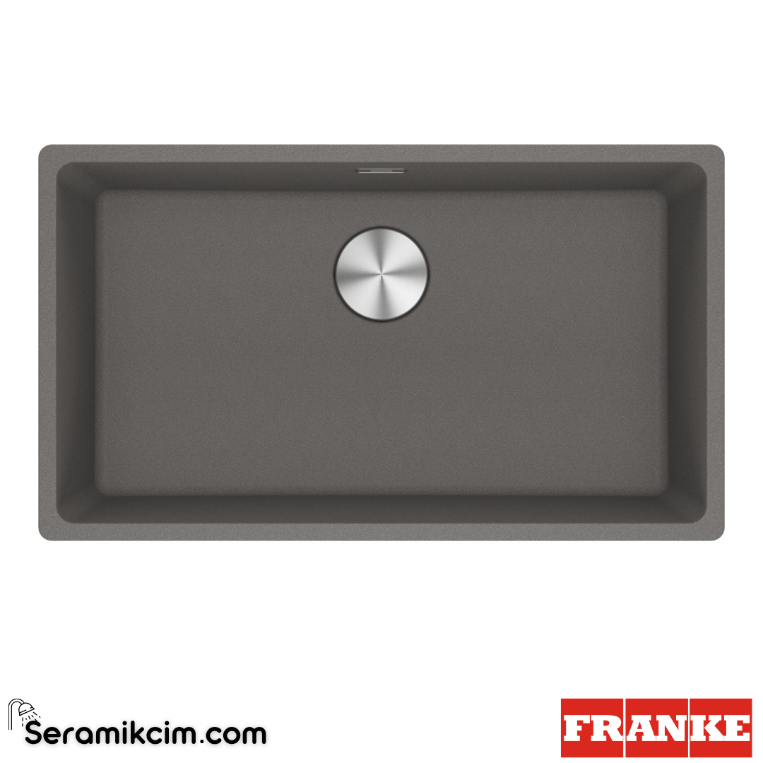 Franke Maris MRG 110-72 Tezgahaltı 1 Gözlü Dikdörtgen 753x433mm Granit Eviye Stone Grey 125.0688.498