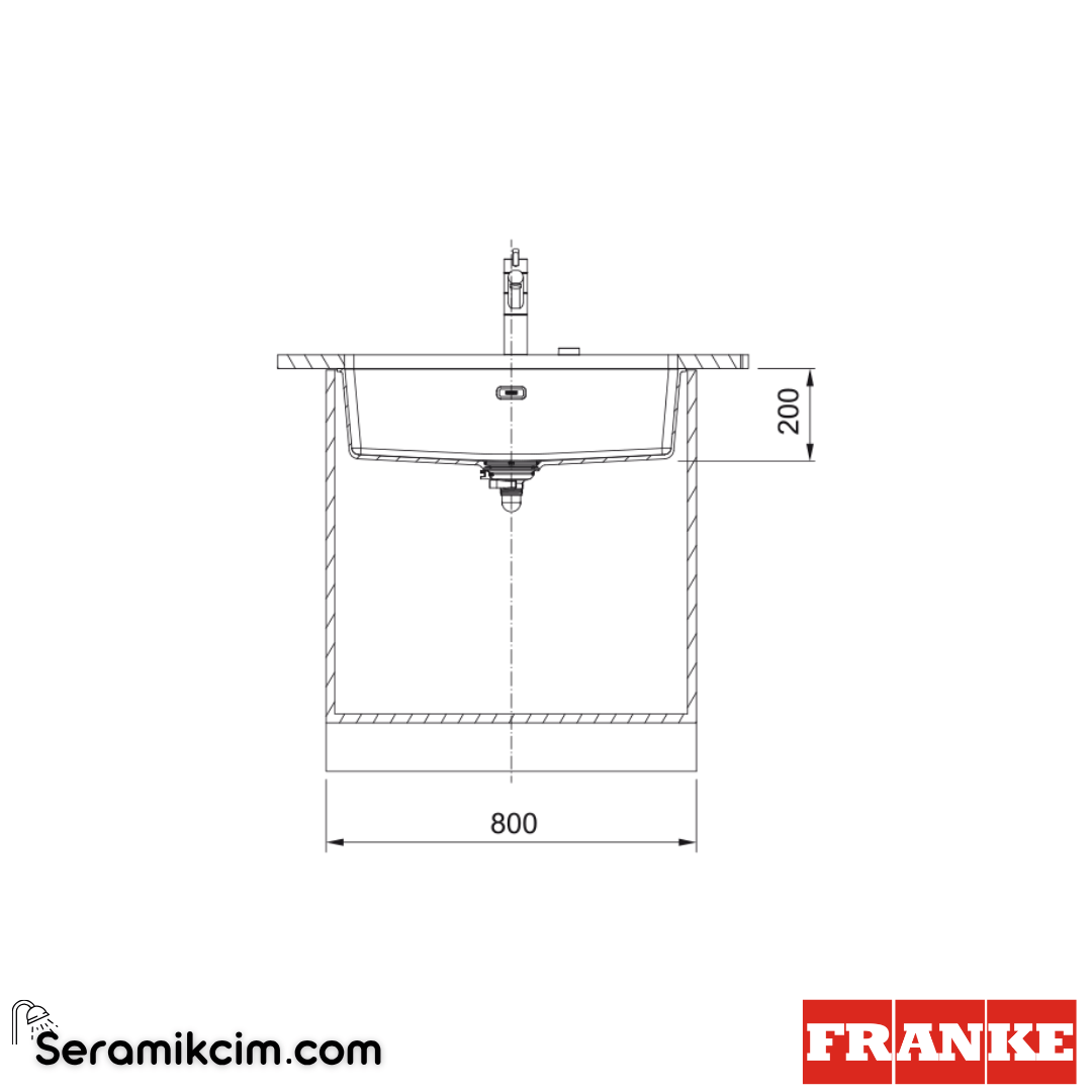 Franke Maris MRG 110-72 Tezgahaltı 1 Gözlü Dikdörtgen 753x433mm Granit Eviye Stone Grey 125.0688.498