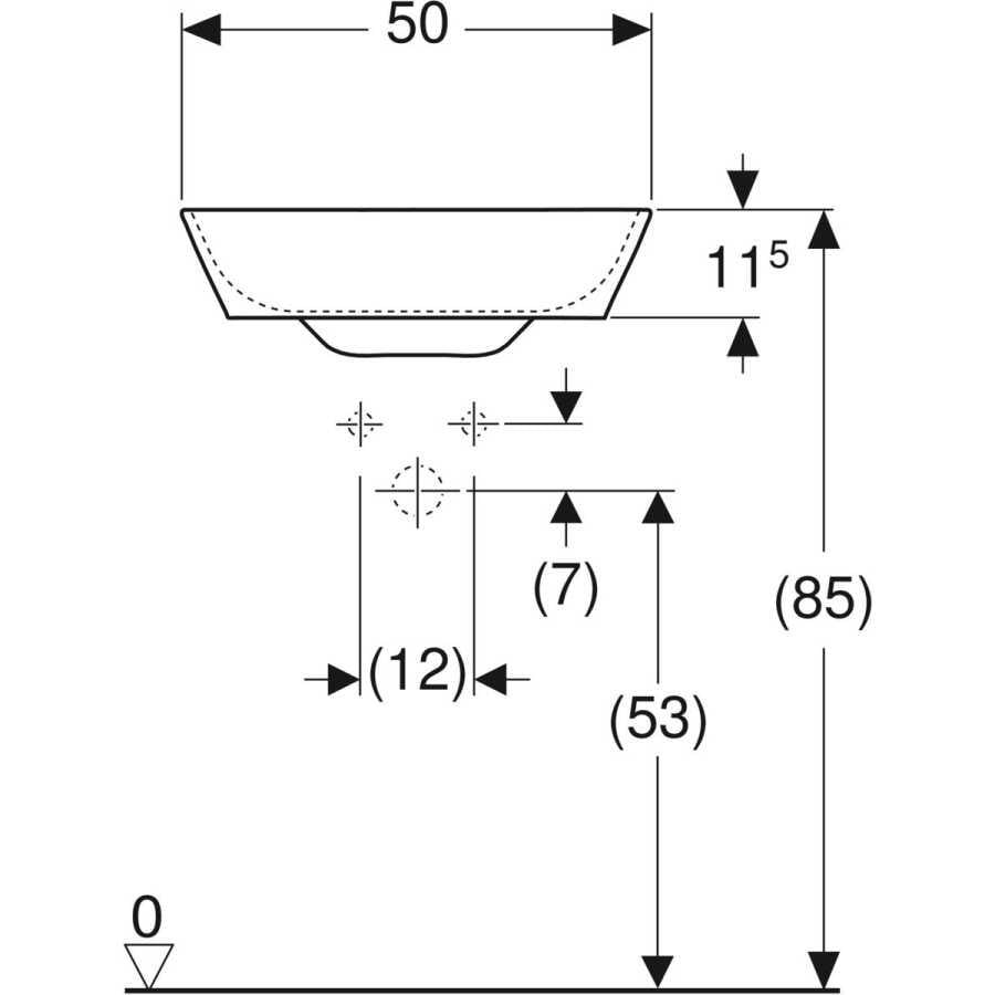 Geberit ONE çanak lavabo, CleanDrain, 50x42.5 cm, batarya delikli, KeraTect® - 505.051.00.1