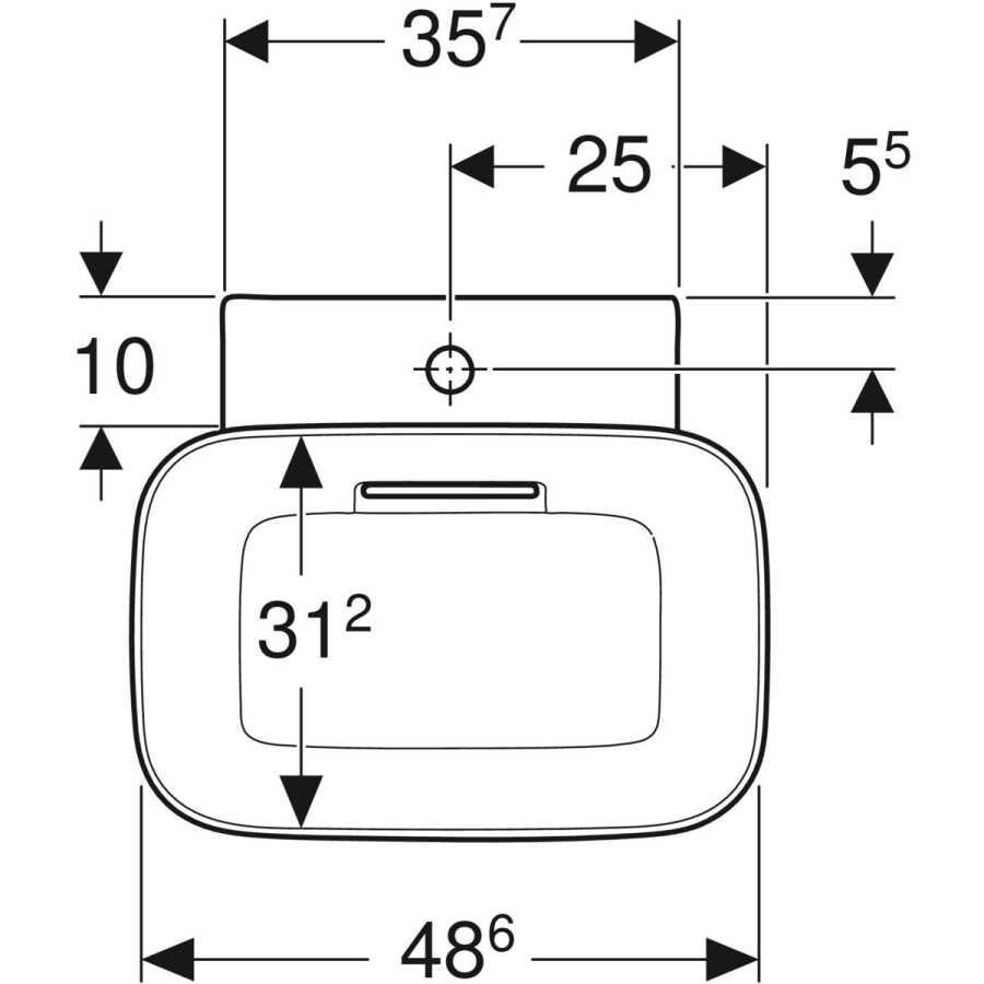 Geberit ONE çanak lavabo, CleanDrain, 50x42.5 cm, batarya delikli, KeraTect® - 505.051.00.1