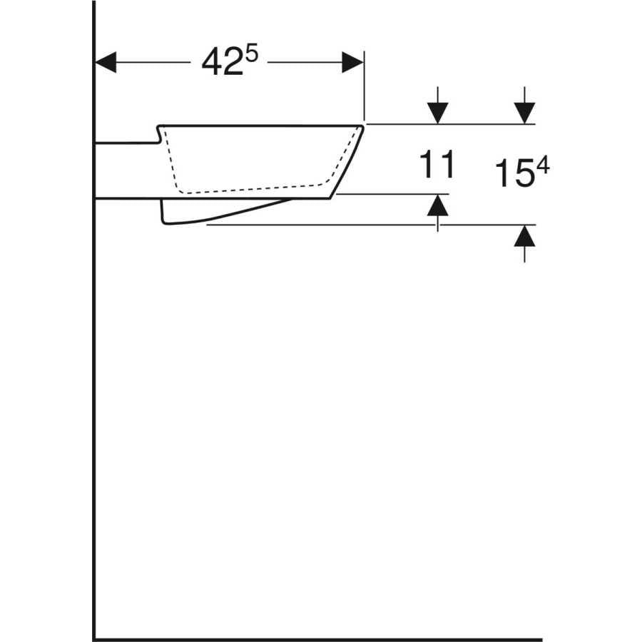 Geberit ONE çanak lavabo, CleanDrain, 50x42.5 cm, batarya delikli, KeraTect® - 505.051.00.1