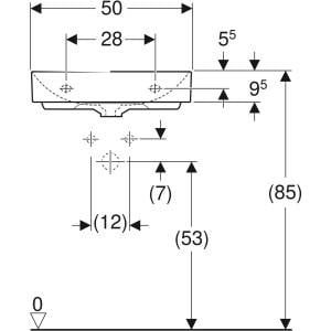 Geberit ONE çanak lavabo, dikey çıkışlı, 50x40 cm, batarya deliksiz, KeraTect® - 505.031.01.6